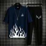 Men’s blue micro plain track suit – front view