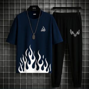 Men’s blue micro plain track suit – front view