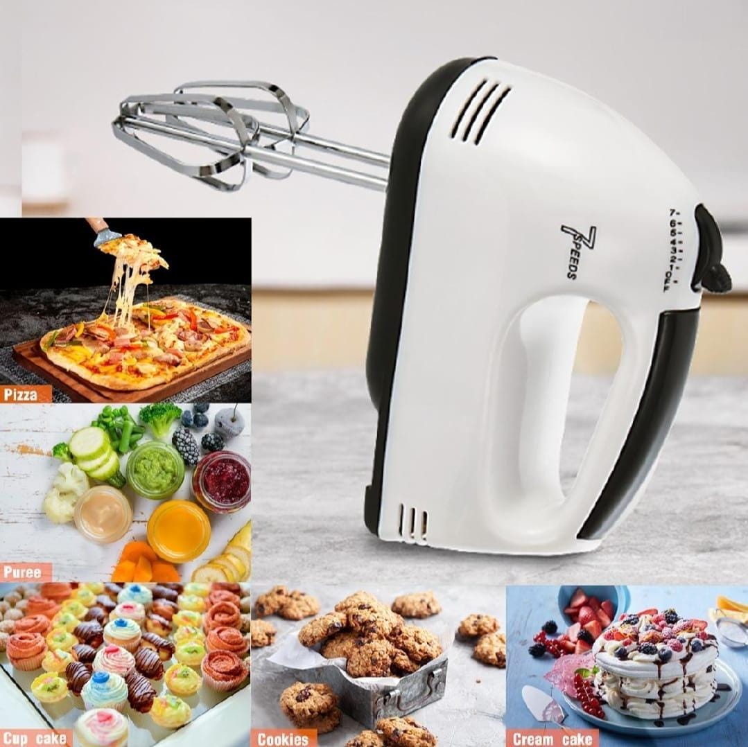 White compact egg beater – 1 pc kitchen mixing tool