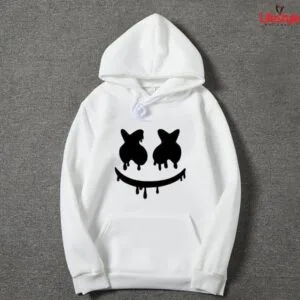Men’s cotton sublimation graphic hoodie – white front view