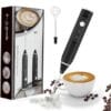 Stainless steel coffee beater – black handle with 3 modes
