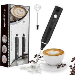 Stainless steel coffee beater – black handle with 3 modes