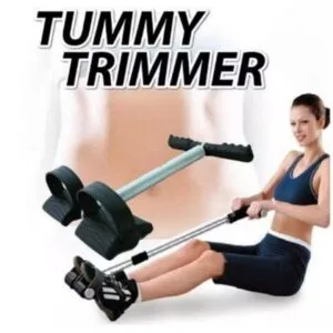 Single spring tummy trimmer – black with anti-slip foot pedals