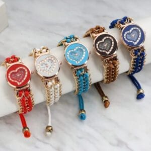 Lifestyle photo – woman wearing quartz heart watch