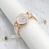 Women’s quartz heart watch – white chain strap close view