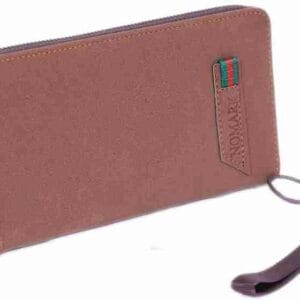 Premium unisex leather zipper wallet – brown classic design