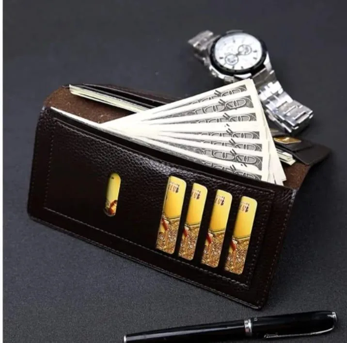 Black leather wallet – plain design for men inside