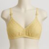 Beige cotton embroidered non-padded bra front view