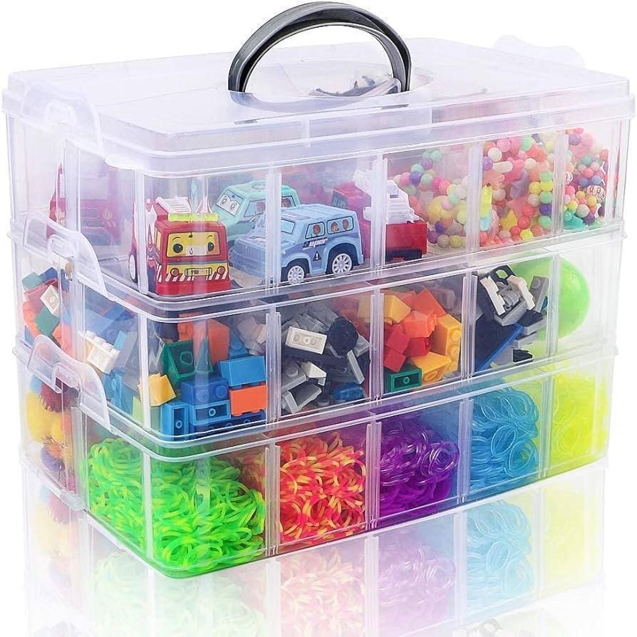 3 layered transparent jewelry organizer box with compartments