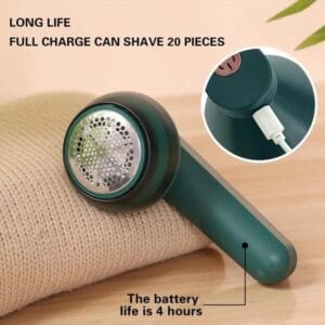 Green electric lint remover – compact and easy to use