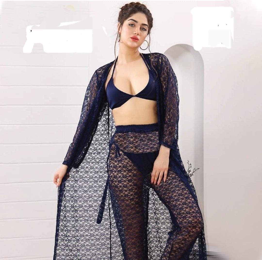Blue lightweight women’s fishnet made of net fabric