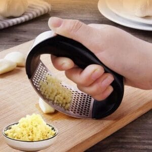 Stainless steel garlic press – silver ergonomic design