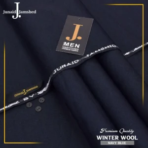 Unstitched men’s wool suit fabric – blue (folded)