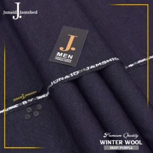 Unstitched men’s wool suit fabric – purple (folded)