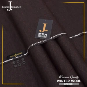 Unstitched men’s wool suit fabric – maroon (folded)