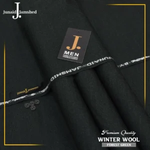 Unstitched men’s wool suit fabric – green (folded)