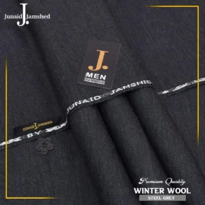 Unstitched men’s wool suit fabric – grey color (folded)