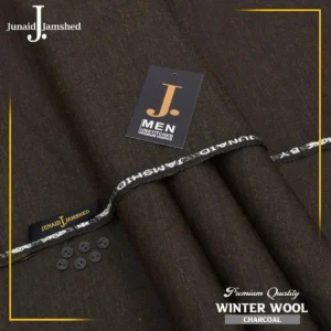 Unstitched men’s wool suit fabric – brown (folded)