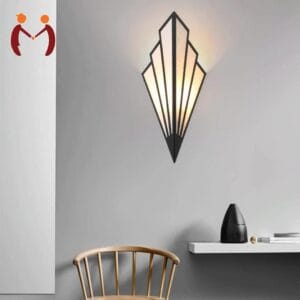 Unique design wall lamp – black MDF with golden glow