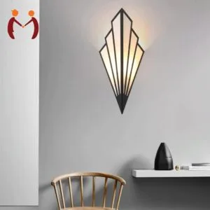Unique design wall lamp – black MDF with golden glow