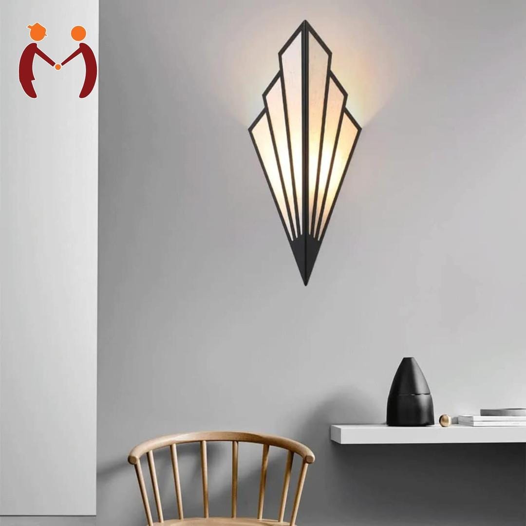 Unique design wall lamp – black MDF with golden glow