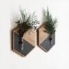 MDF wood planters set of 2 – black and brown wall décor accents