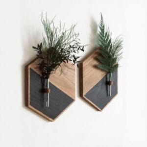 MDF wood planters set of 2 – black and brown wall décor accents