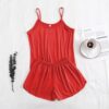 Red cotton jersey camisole set with tank top and shorts