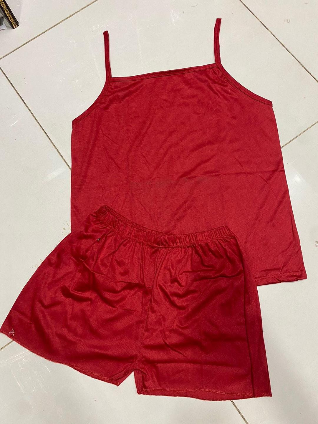 Close-up of cotton jersey fabric texture in red