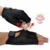 Breathable gym gloves with leather palm and adjustable strap