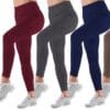 Assorted color fleece leggings flat lay