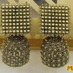 2 layered aluminium plated resin jhumka in yellow color