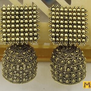 2 layered aluminium plated resin jhumka in yellow color