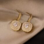 Beautiful sparkling Korean zircon earrings in golden color