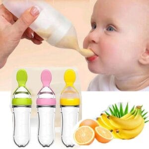 Crazy Deals 17 Silicone squeeze feeder with spoon – multicolor baby accessory