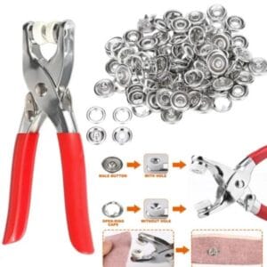 Red tich button machine with 50 buttons – sewing tool