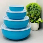 Colorful ABS plastic bowl set – red, blue, green (4 pcs)