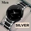 Men’s quartz chain strap watch – silver stainless steel