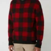 Men’s red cotton jersey printed sweatshirt – front view (U-neck)