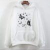 Women’s white fleece printed pullover hoodie – front view