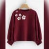 Women’s maroon fleece printed sweatshirt – front view
