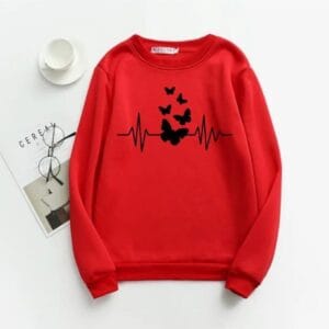 Fashion 17 Women’s red fleece printed sweatshirt – front view