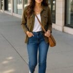 Close-up of waistband and pockets high-rise jeans