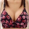 Black cotton printed padded bra front view