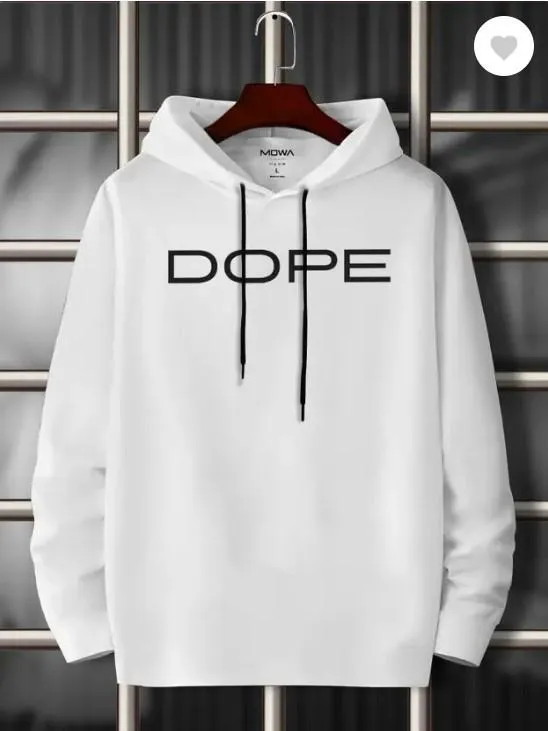 Men’s white cotton printed hoodie – front view