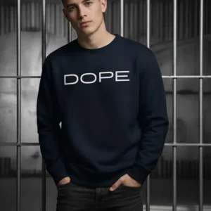 Men’s blue cotton printed sweatshirt – front view