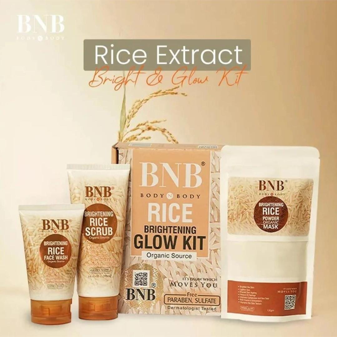 Skin Brightening Rice Facial Kit – 3 pcs set (face wash, scrub, mask)