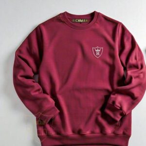 Men’s maroon polyester fleece sweatshirt – front view