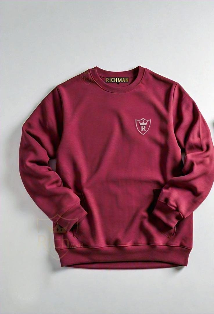 Men’s maroon polyester fleece sweatshirt – front view