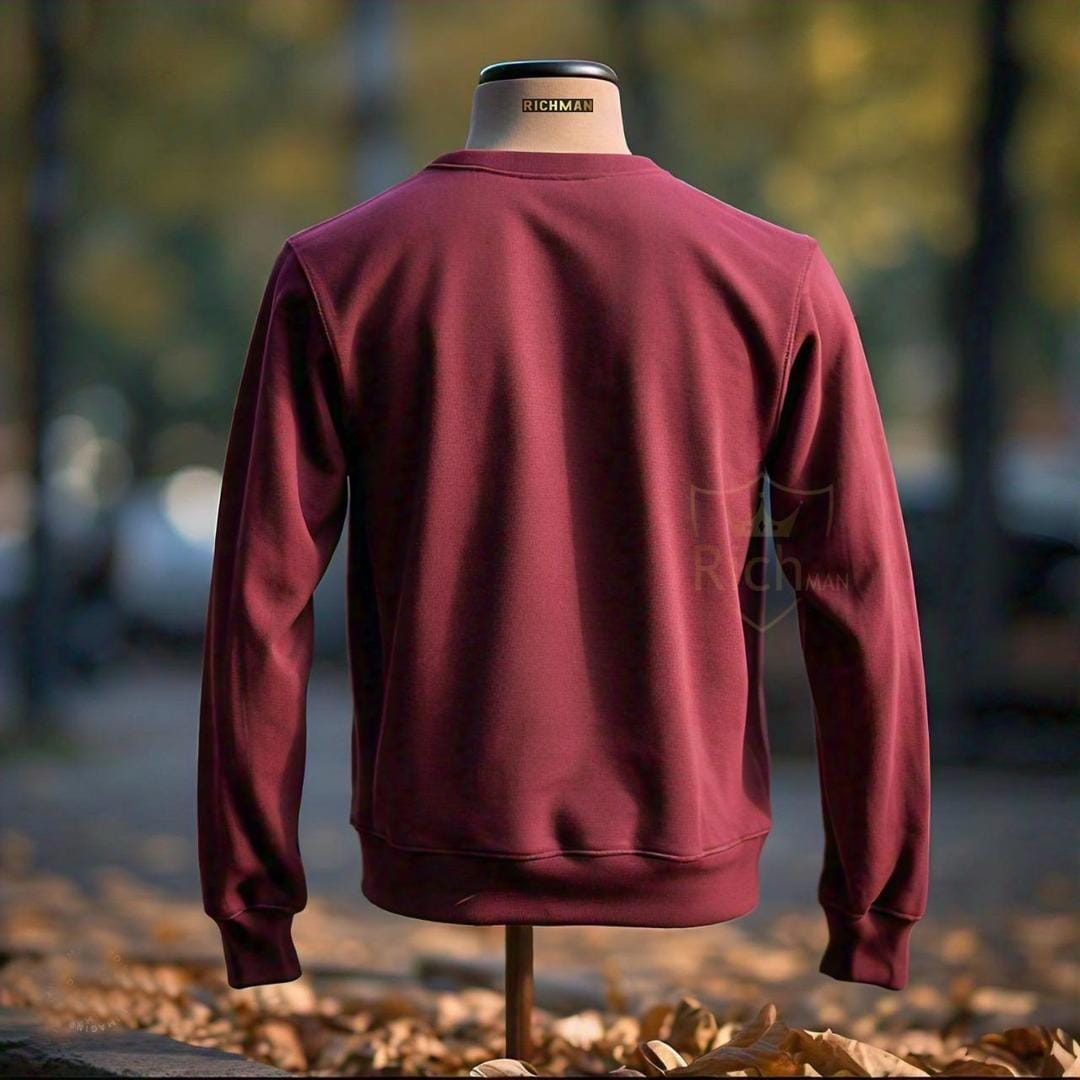 Back view – men’s fleece sweatshirt maroon